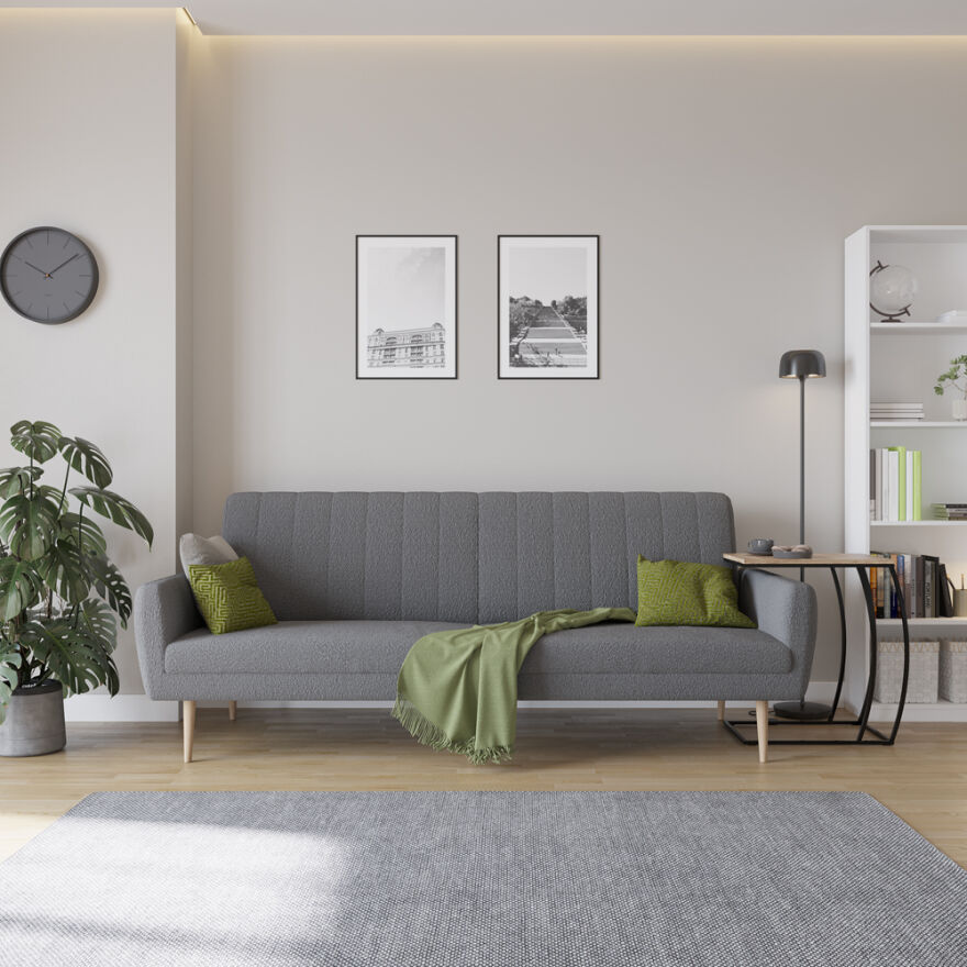 Retro Serisi Teddy 3 Kişilik Kanepe-Gri 210x85x100 cm